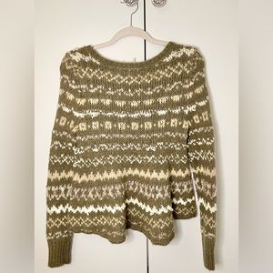 FREE PEOPLE XS- Through the Storm Fair Isle Brown Sweater